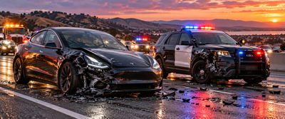 CHP officers injured after Tesla crash on I-80; driver reports sleeping