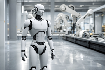 Humanoid robot with gray-white panels in a factory assembly line from reported Optimus Gen 3 leak