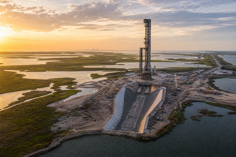 Aerial view of proposed SpaceX rocket launch site in Louisiana marshland