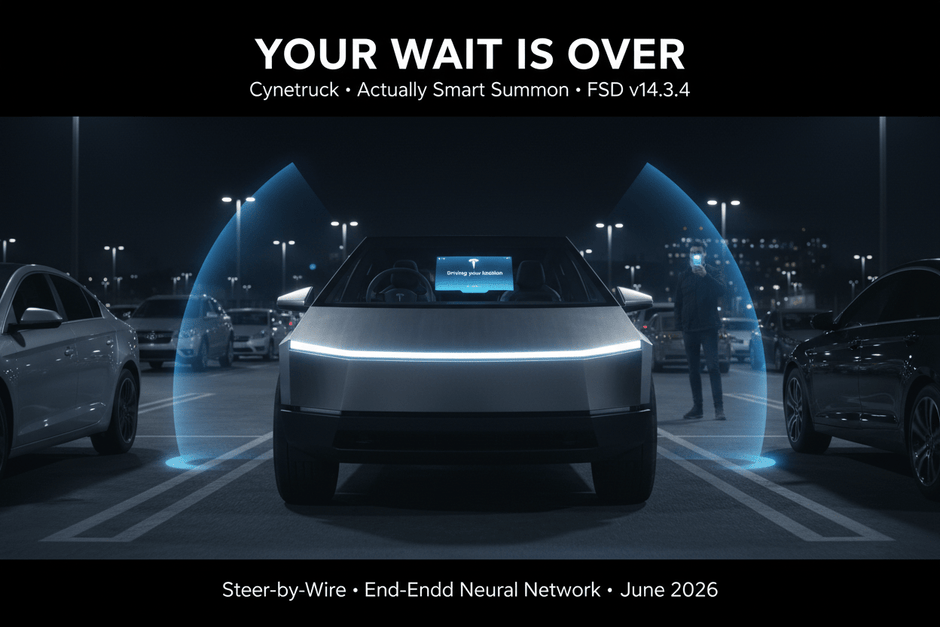 Tesla Cybertruck Gets Actually Smart Summon (ASS) in FSD v14.3.4: Steer ...