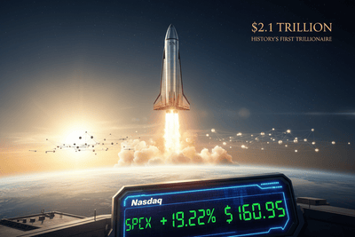 SpaceX Surges 19% on IPO Day, Hits $2.1 Trillion. Musk Becomes History's First Trillionaire.