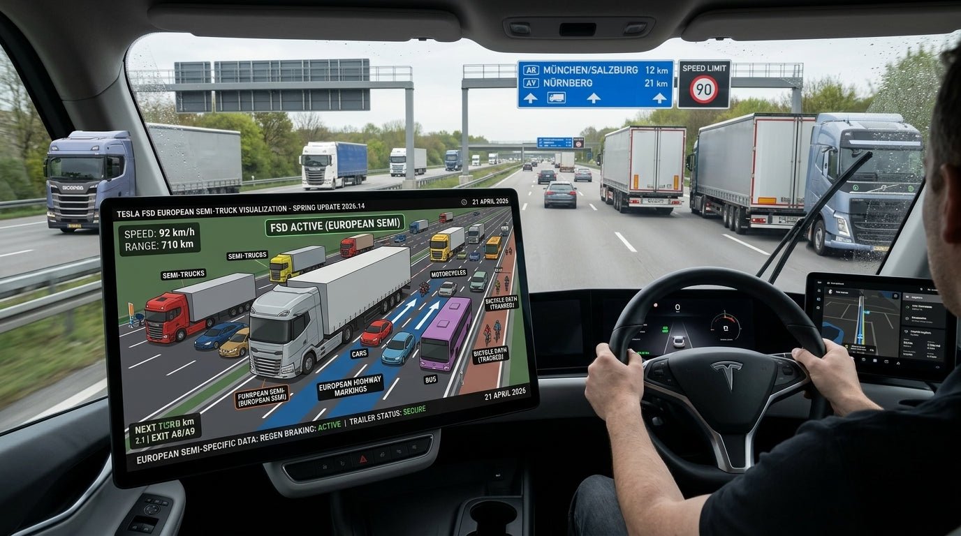 Tesla FSD Spring Update 2026.14: European Cab-Over Semi-Truck ...