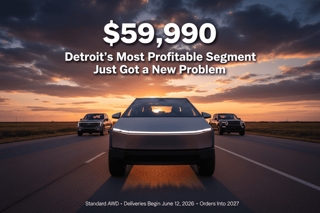 The $59,990 Cybertruck Has Arrived. Detroit's Most Profitable Segment Just Got a New Problem.