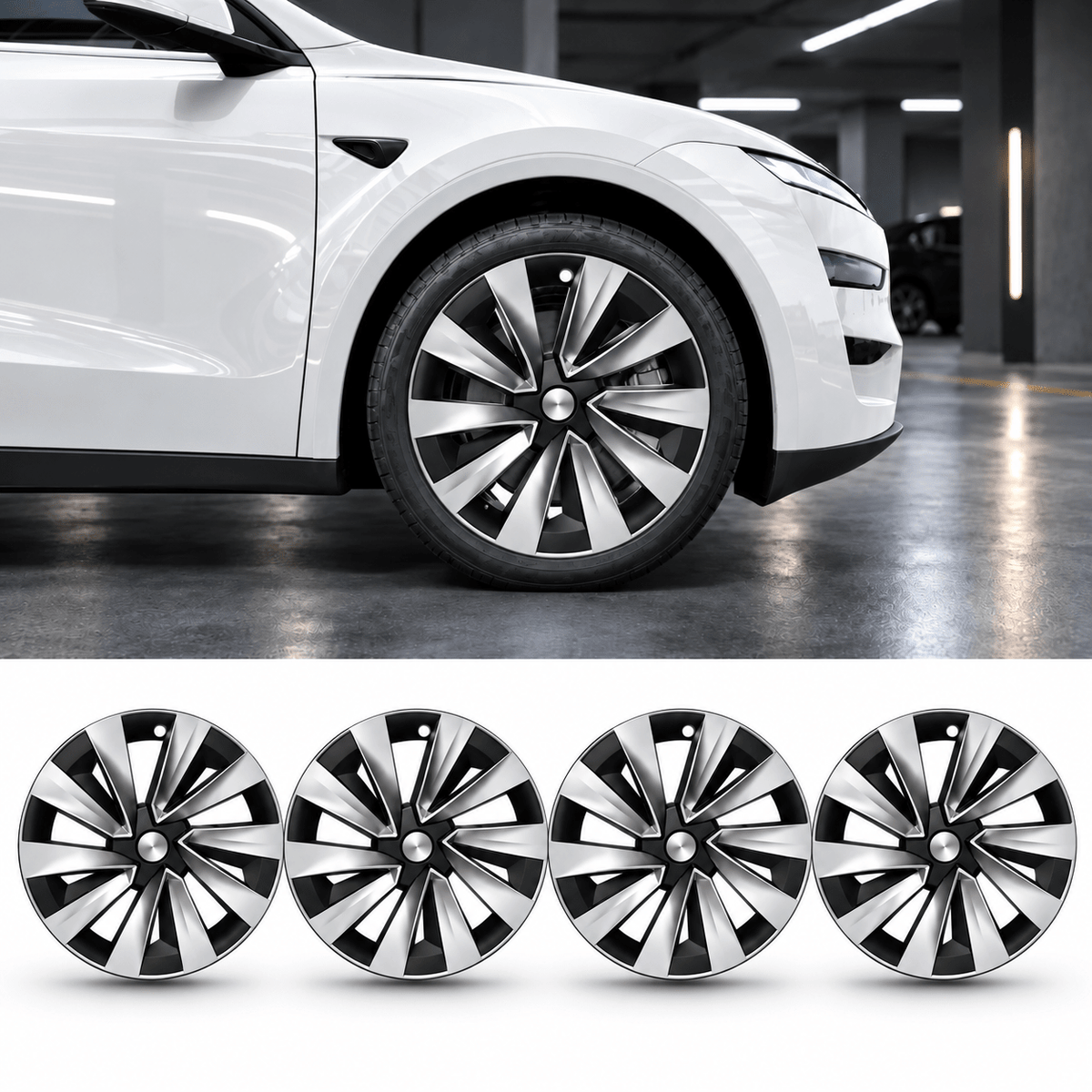 18" V-Spoke Full-Coverage Wheel Covers for Tesla Model 3 Standard 2026+ (Set of 4) - Tesery Official Store
