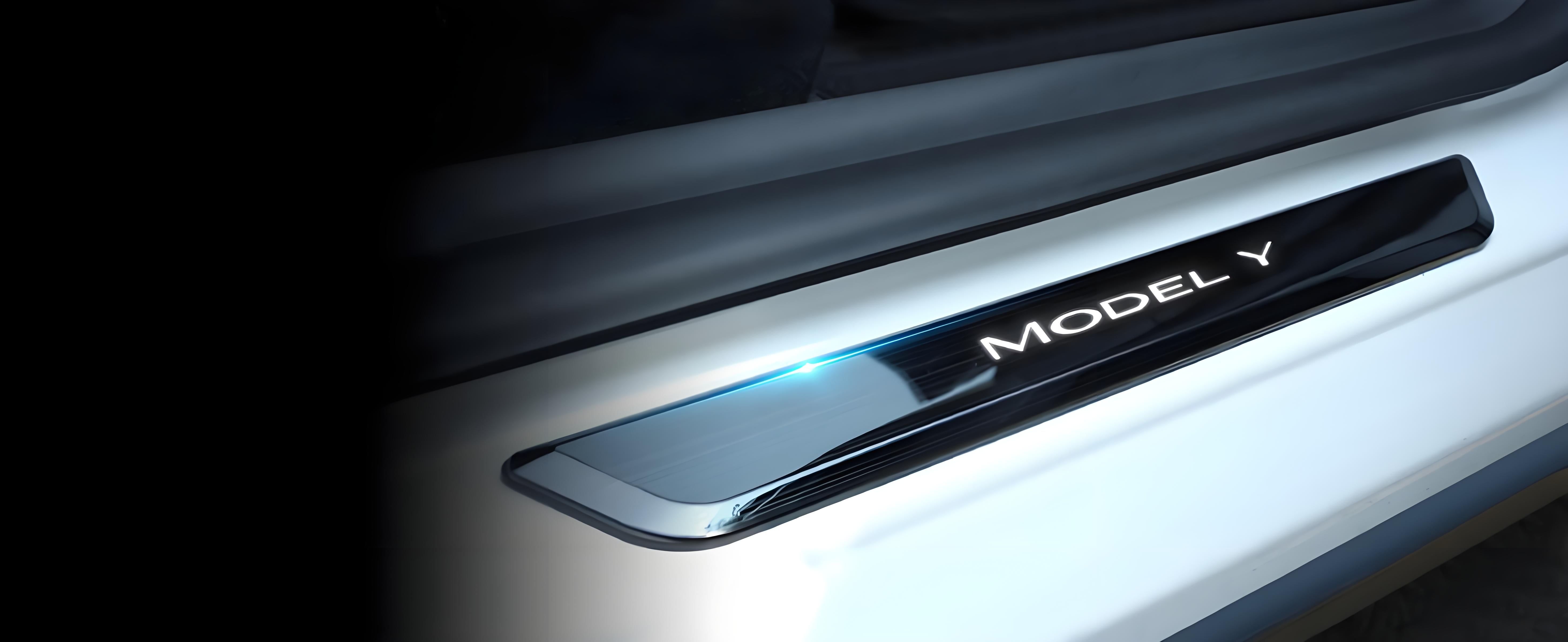 LED Illuminated Door Sill Protector Front Door for Model 3 / Y