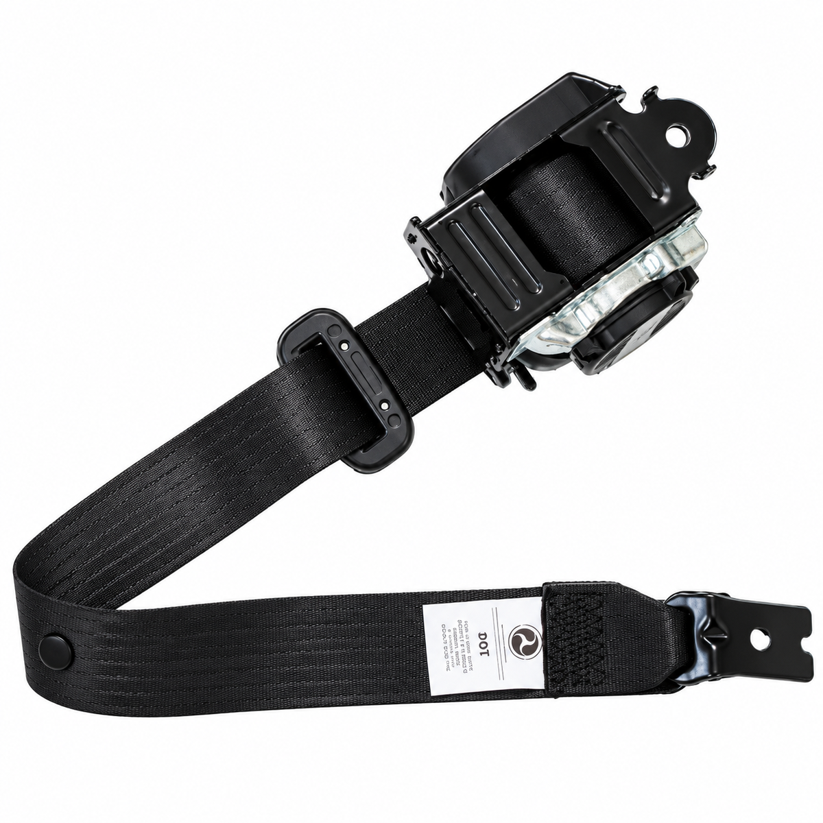 Rear seat belt retractor assembly with polyester webbing and latch plate for Tesla Model Y
