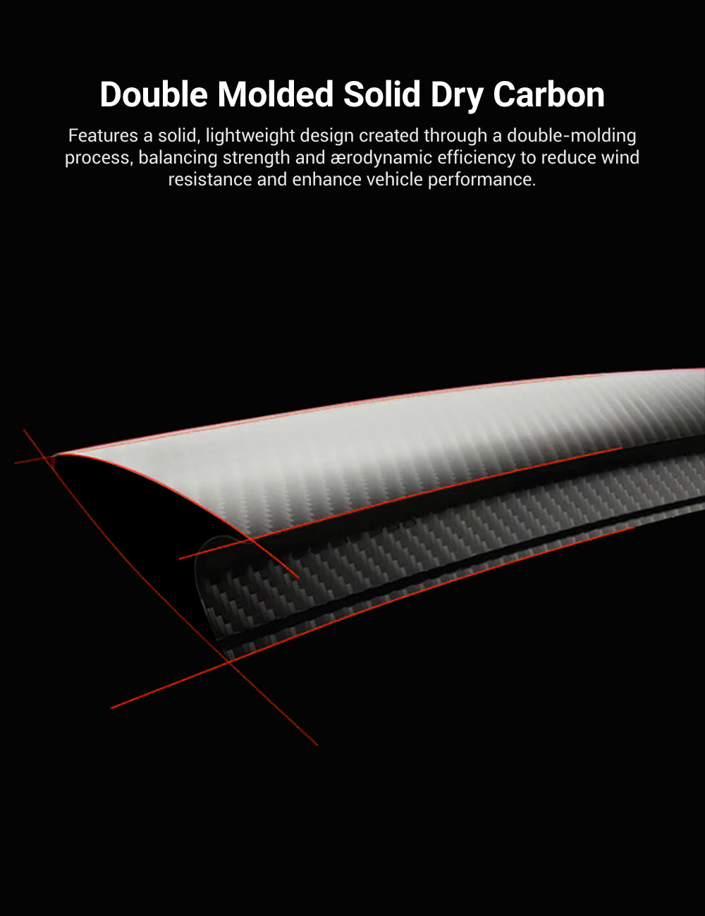 TESERY 스포일러 퍼포먼스 스타일 for 모델 Y / 모델 3 하이랜드 - 드라이 카본 파이버 외장 모드