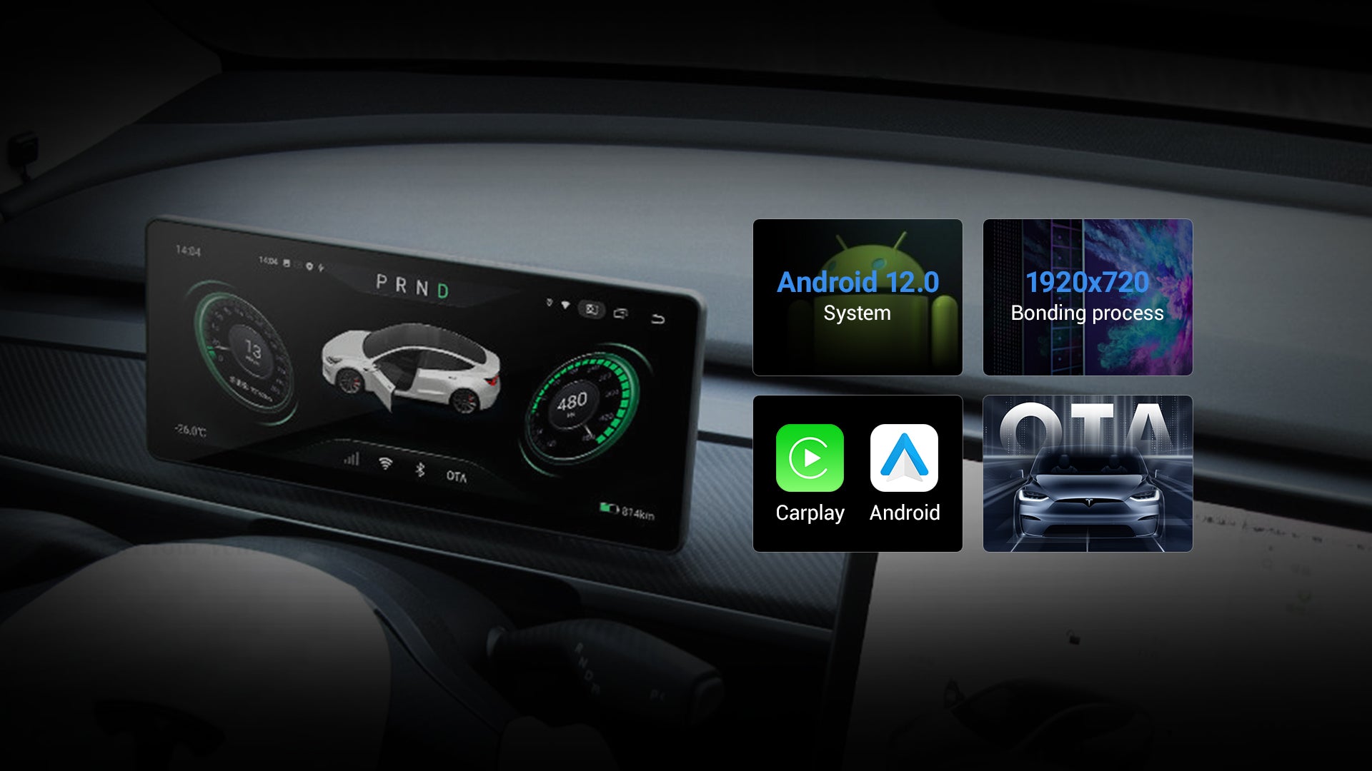 TESERY 10.25‘’ Android 4G Tesla Model 3 / Y Display LCD Instrument Dashboard Screen