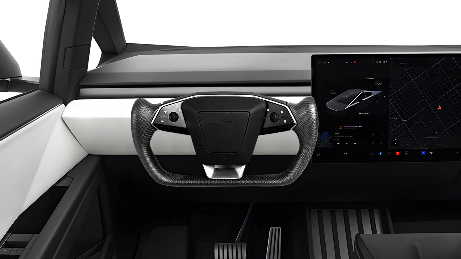 TESERY Cybertruck Carbon Fiber Yoke Steering Wheel