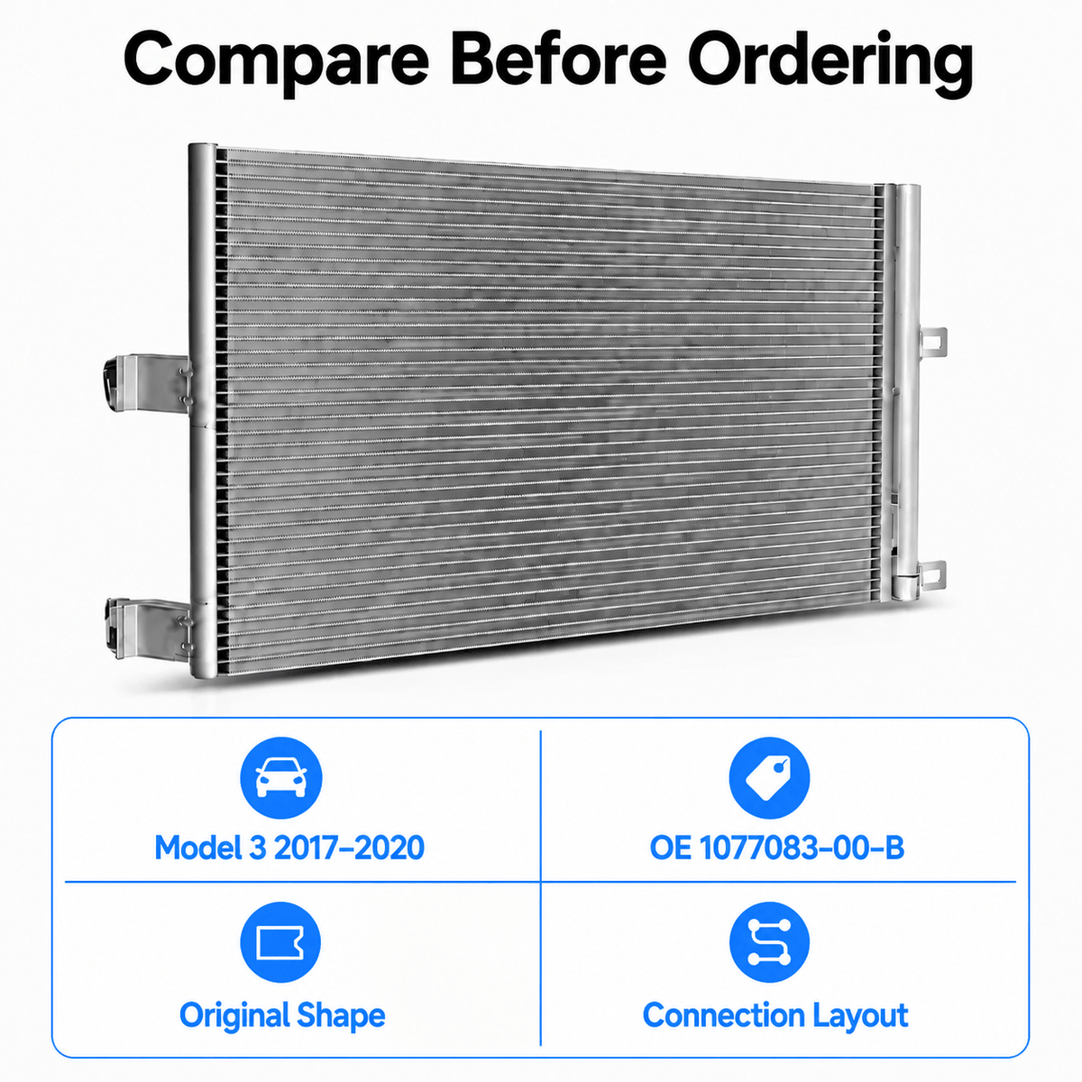 A/C Condenser for Tesla Model 3 2017–2020 (1077083-00-B) - Tesery Official Store