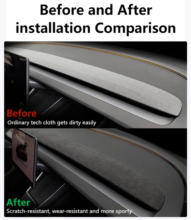 Alcantara Dashboard Replacement for Tesla Model Y Juniper / Model 3 Highland | Premium Matte Finish - Tesery Official Store