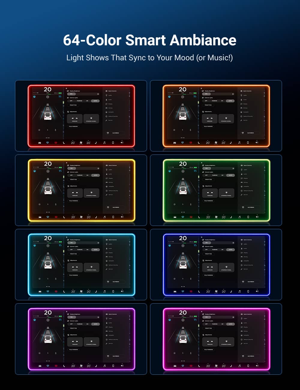 Ambient Light Screen Edge Protector With Wireless Charging Phone Holder for Model 3/Y - Tesery Official Store