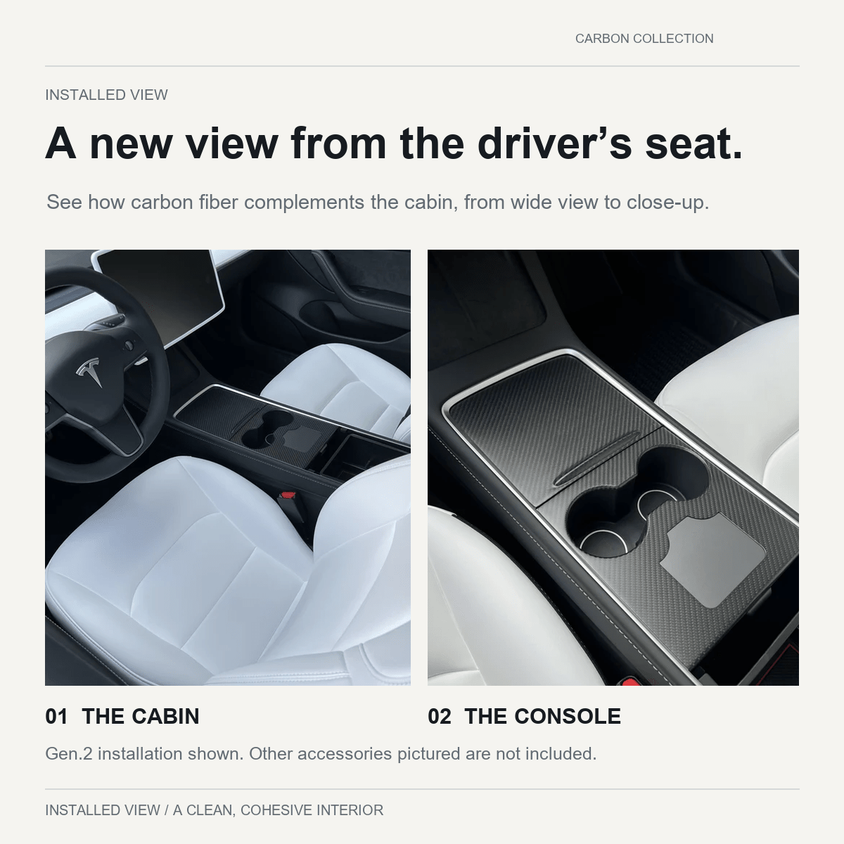 Carbon Fiber Center Console Wrap Cover for Model 3 / Y - Tesery Official Store