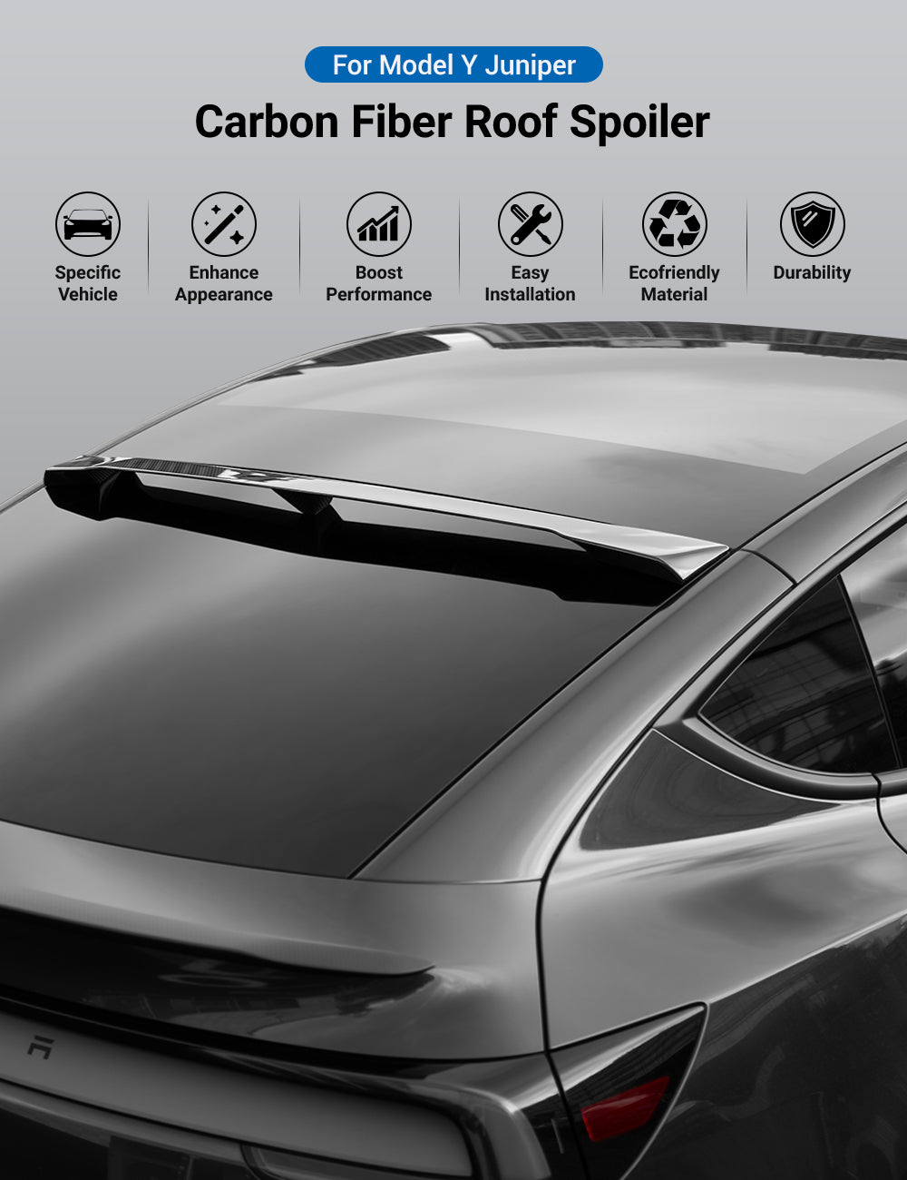 Carbon Fiber Roof Spoiler for Tesla Model Y 2020 - 2026 - Tesery Official Store