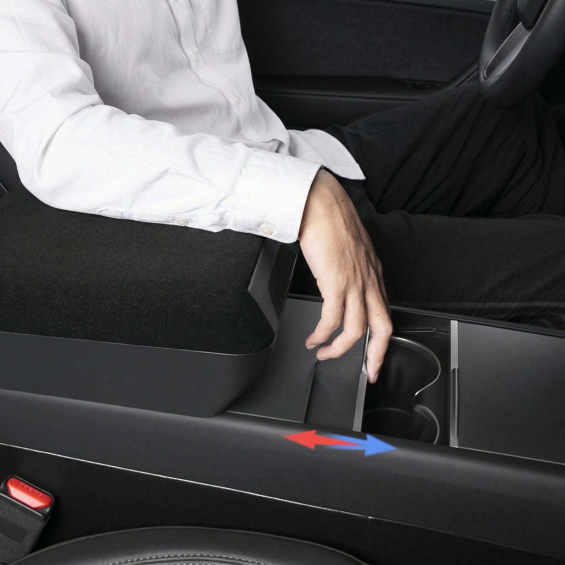 Center Console Armrest Riser with Hidden Sliding Storage for Model 3 Highland & Model Y Juniper - Tesery Official Store