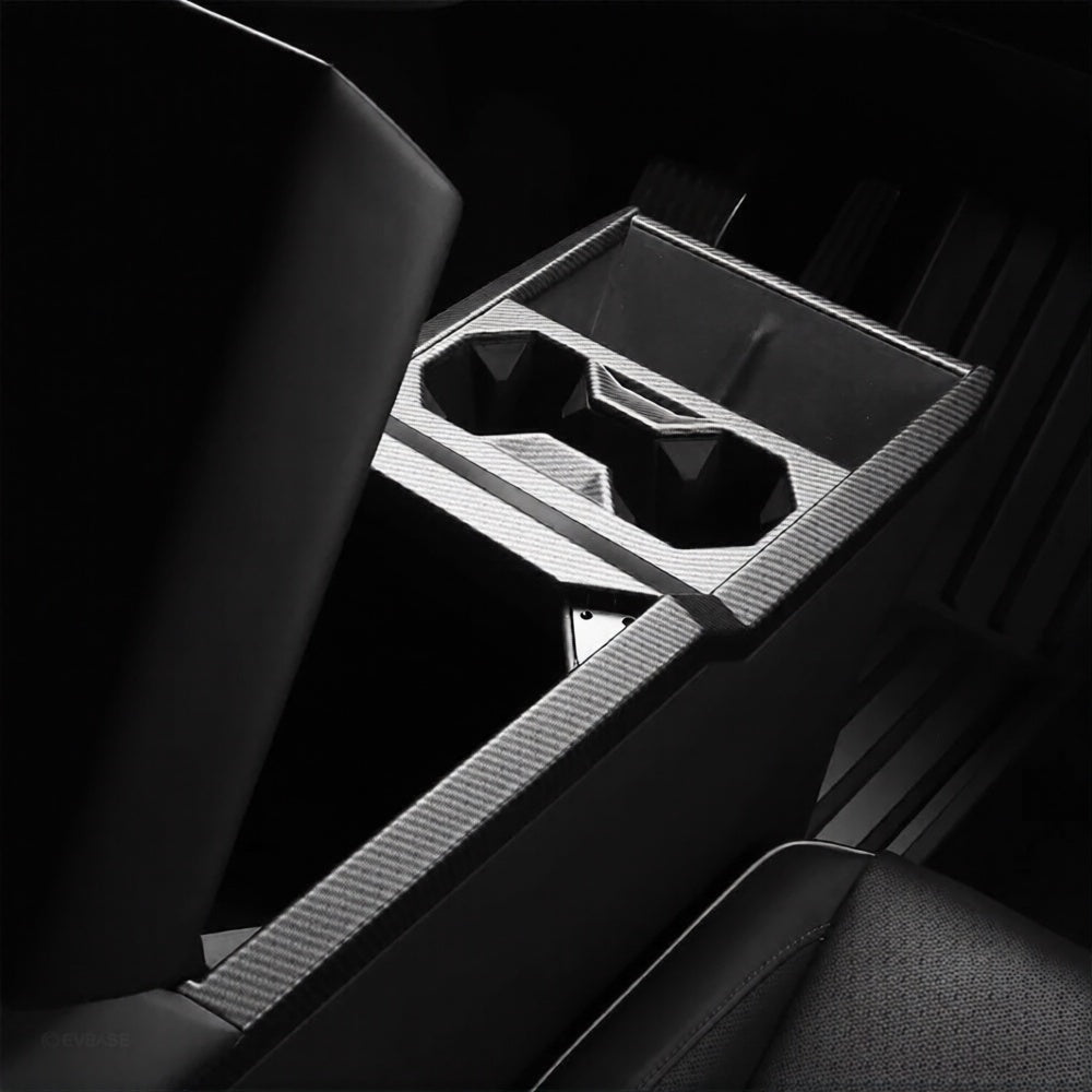 Cybertruck Center Console Cup Holder ABS Carbon Fiber Style Protective Overlay - Tesery Official Store