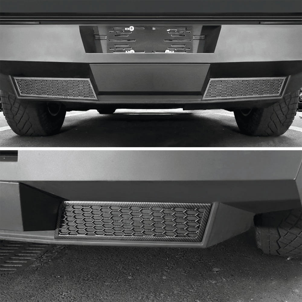 Cybertruck Rear Bumper Honeycomb Trim Cover – Carbon Fiber Style Protective Guard - Tesery Official Store