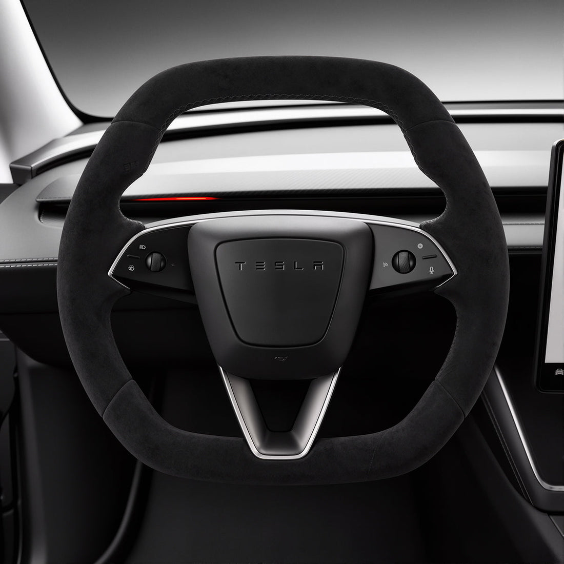 D-Shaped Alcantara Steering Wheel for Model 3 Highland / Model Y Juniper - Tesery Official Store