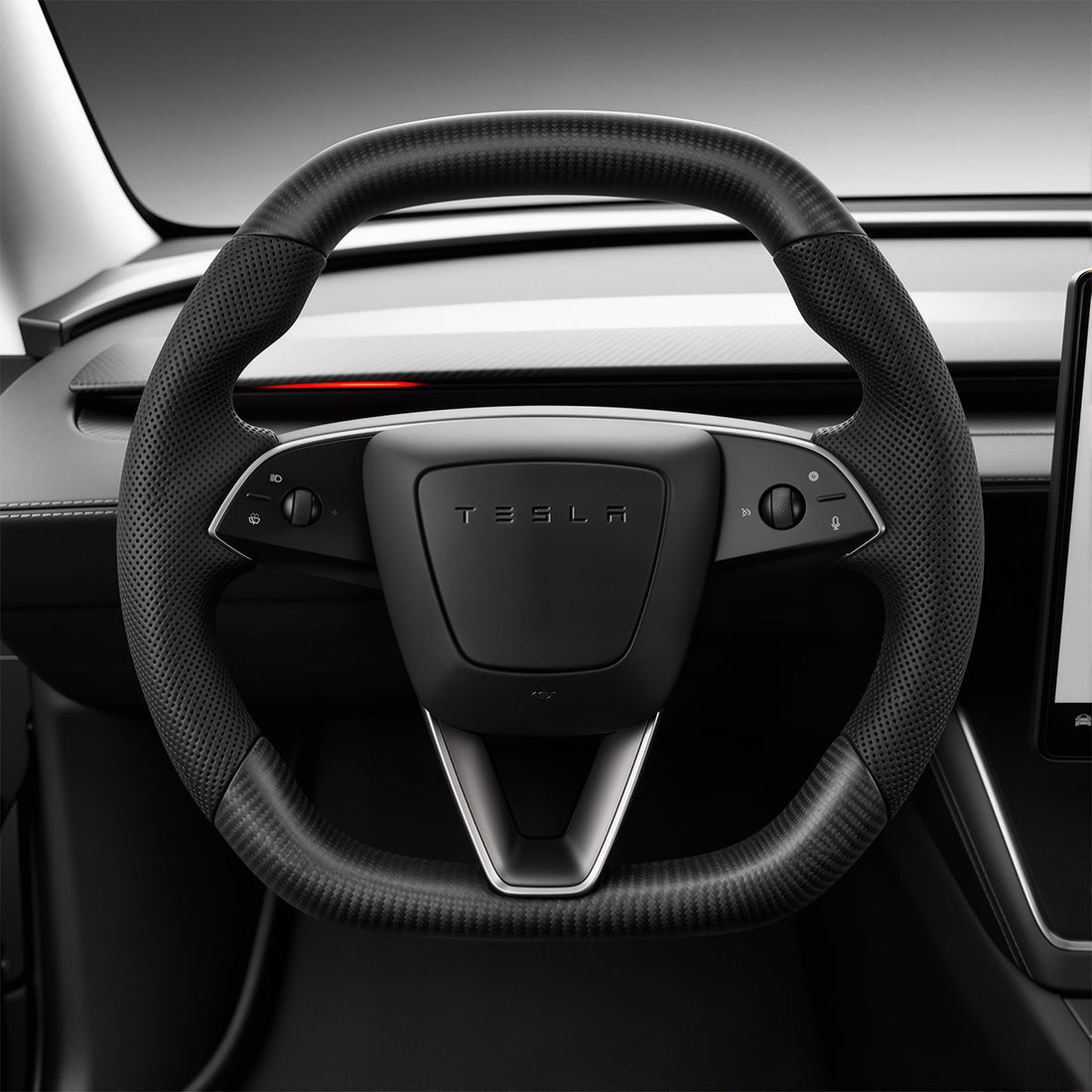 D-Shaped Carbon Fiber Steering Wheel for Model 3 Highland / Model Y Juniper - Tesery Official Store