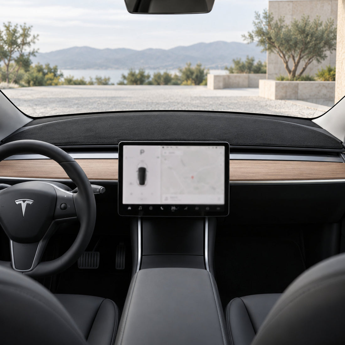 Dashboard Blackout Mat for Model 3/Y Anti-Glare Flannel Dash Cover - Tesery Official Store