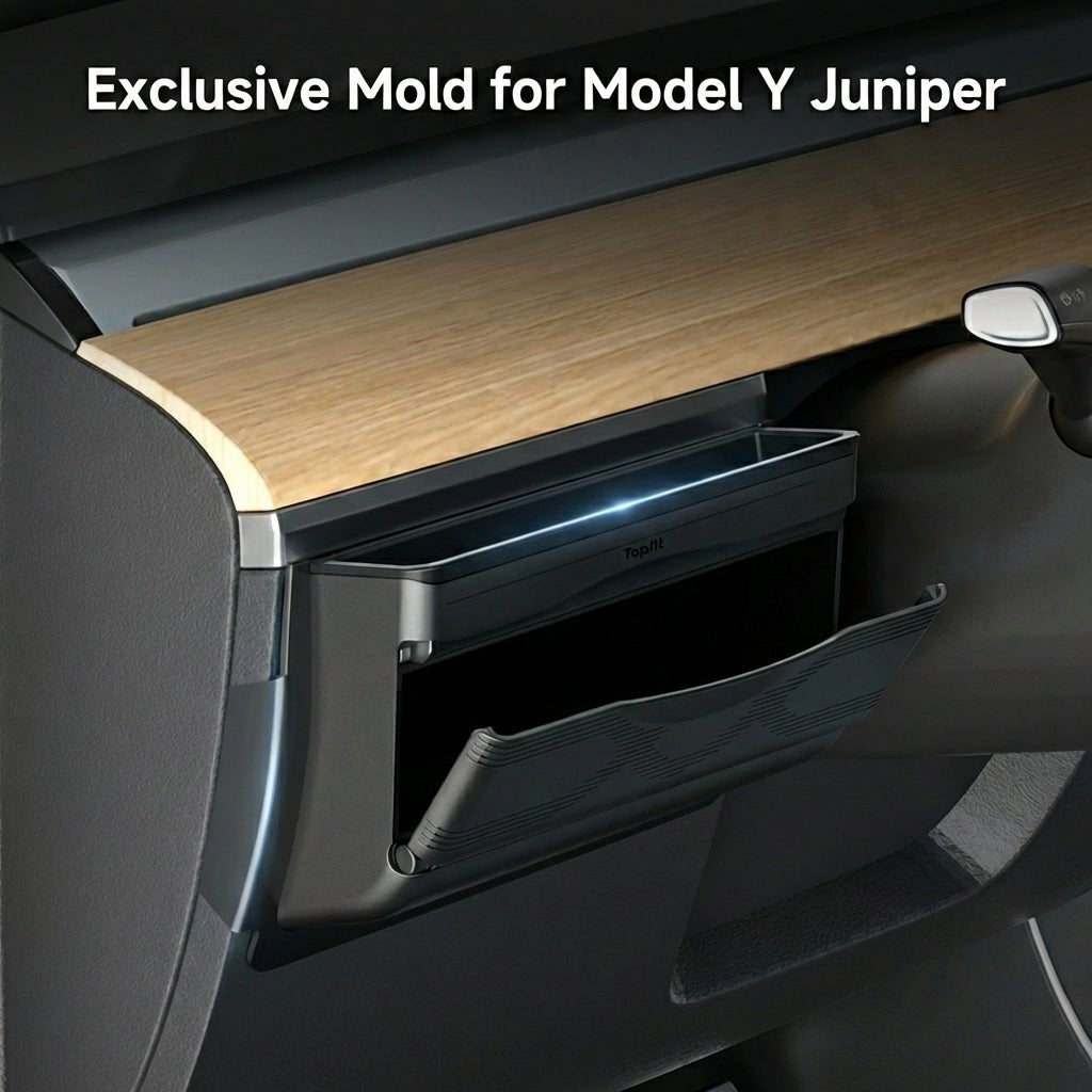 Dashboard Side Organizer & Mini Glove Box for Tesla Model Y Juniper 2025+ (LHD) - Tesery Official Store