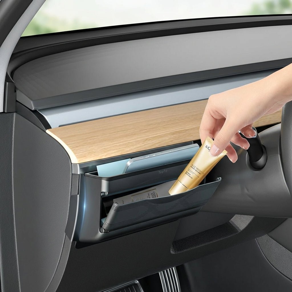 Dashboard Side Organizer & Mini Glove Box for Tesla Model Y Juniper 2025+ (LHD) - Tesery Official Store
