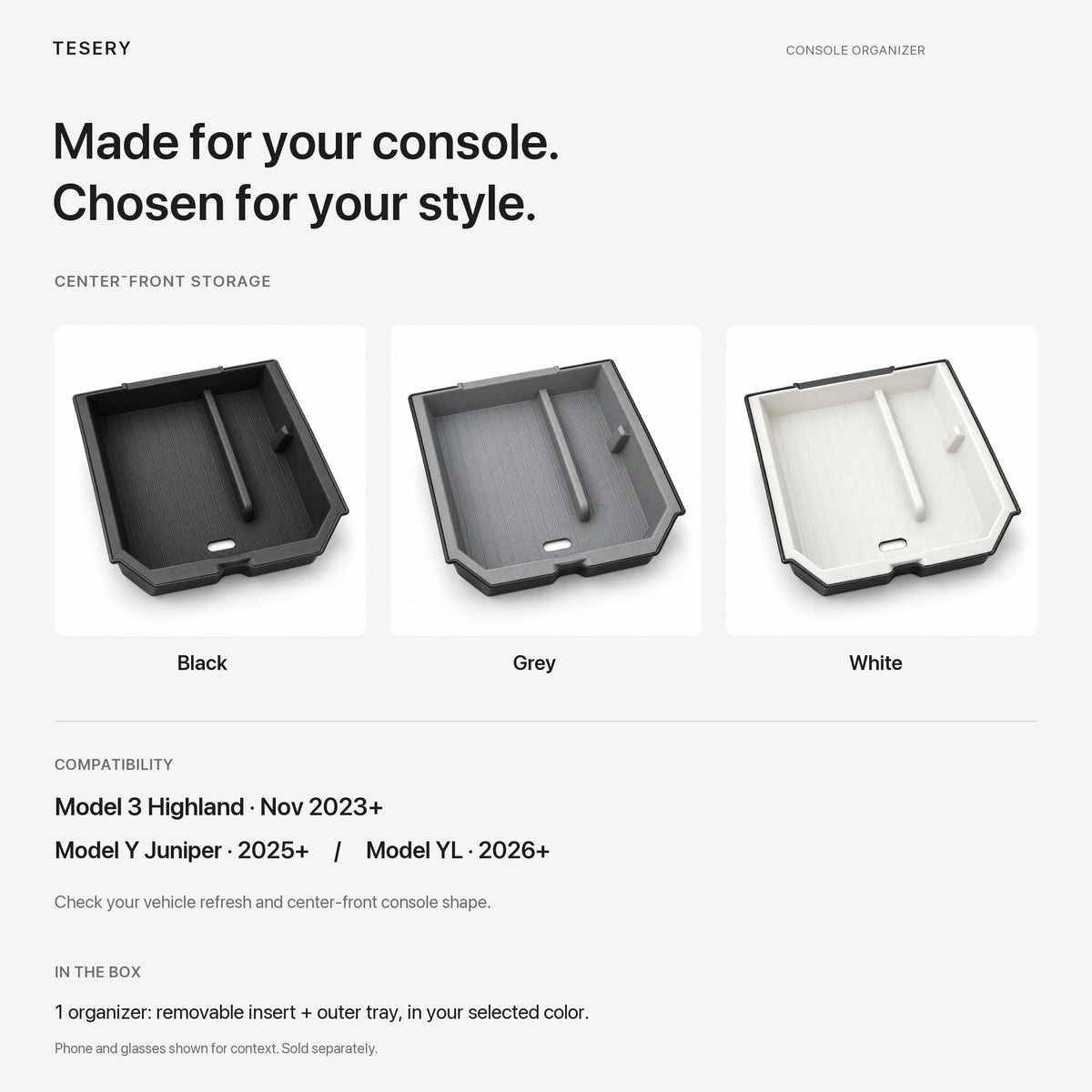Double-Layer Center Console Storage Box for Model 3 Highland/Y Juniper | 3 Colors - Tesery Official Store