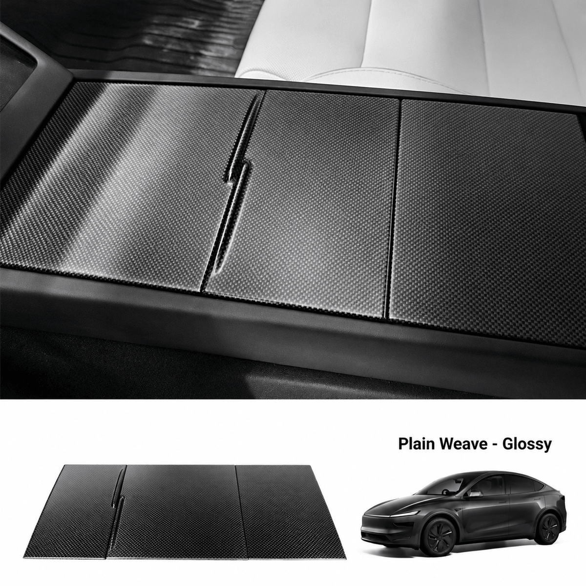 Dry Carbon Fiber Center Console Cover For Model Y Juniper / Model 3 Highland / Model YL - Tesery Official Store