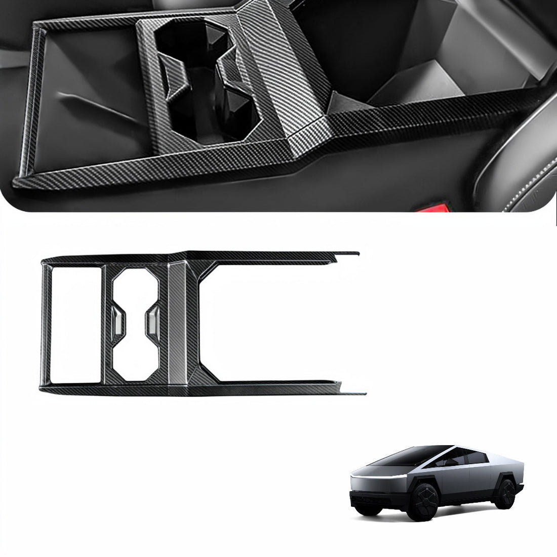Dry Carbon Fiber Center Console Cup Holder for Cybertruck - Tesery Official Store