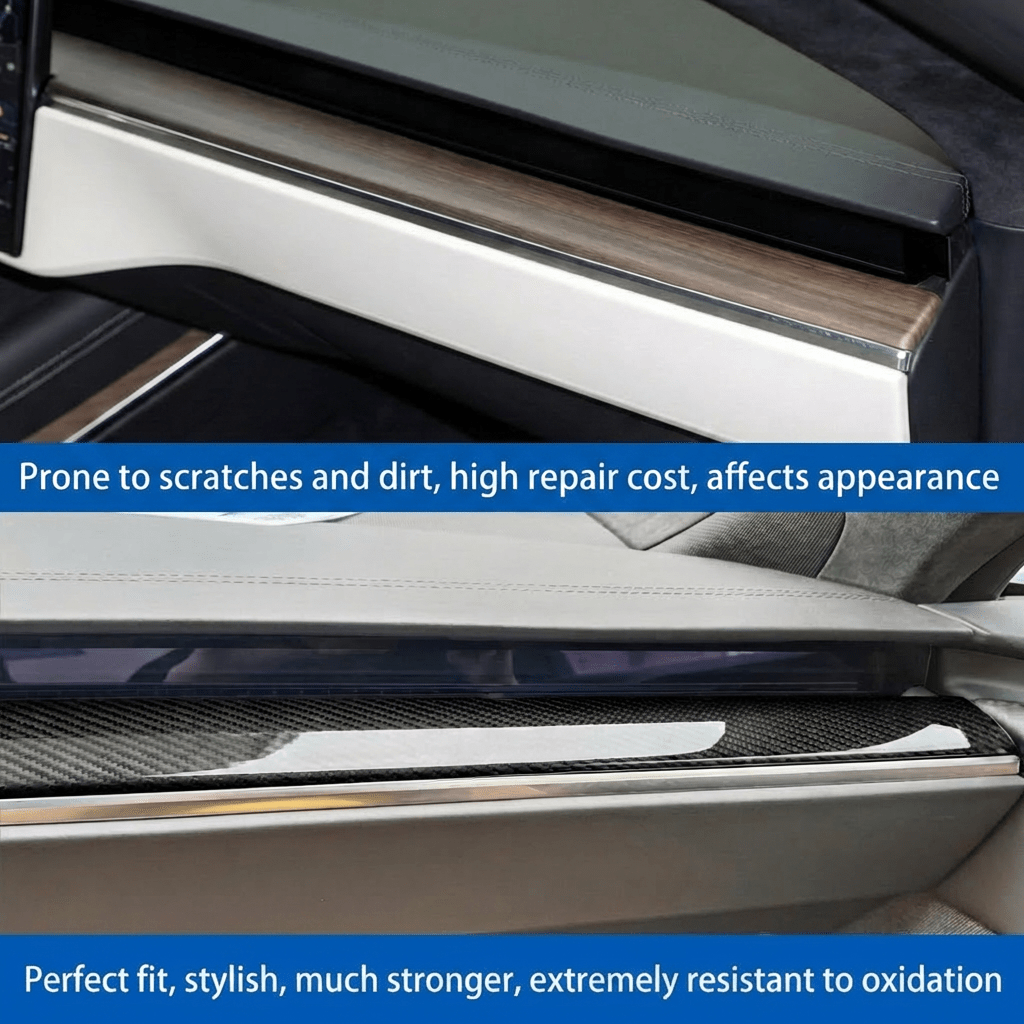 Dry Carbon Fiber Dashboard Panel Overlay for Model S/X 2021+ | 3 Finishes | UV Protected | Peel & Stick - Tesery Official Store