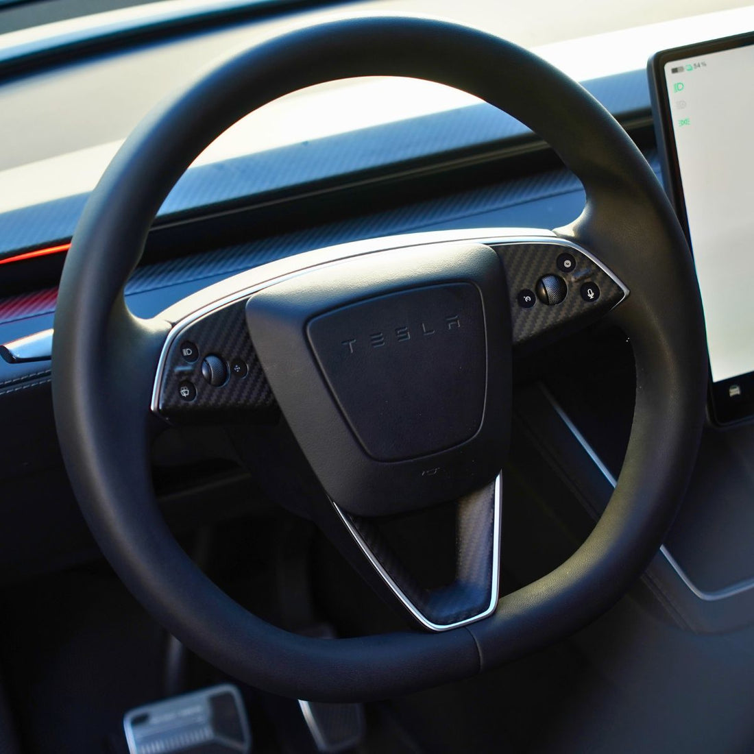 Dry Carbon Fiber Steering Wheel Trim Cover for Model 3 Highland / Model Y Juniper (3 Pieces) - Tesery Official Store