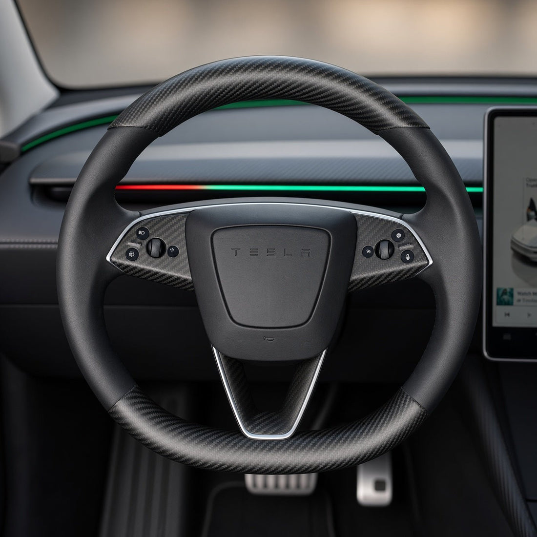 Dry Carbon Fiber Steering Wheel Trim Cover Kit for Model Y Juniper Premium / Model Y Standard / Model YL - Tesery Official Store