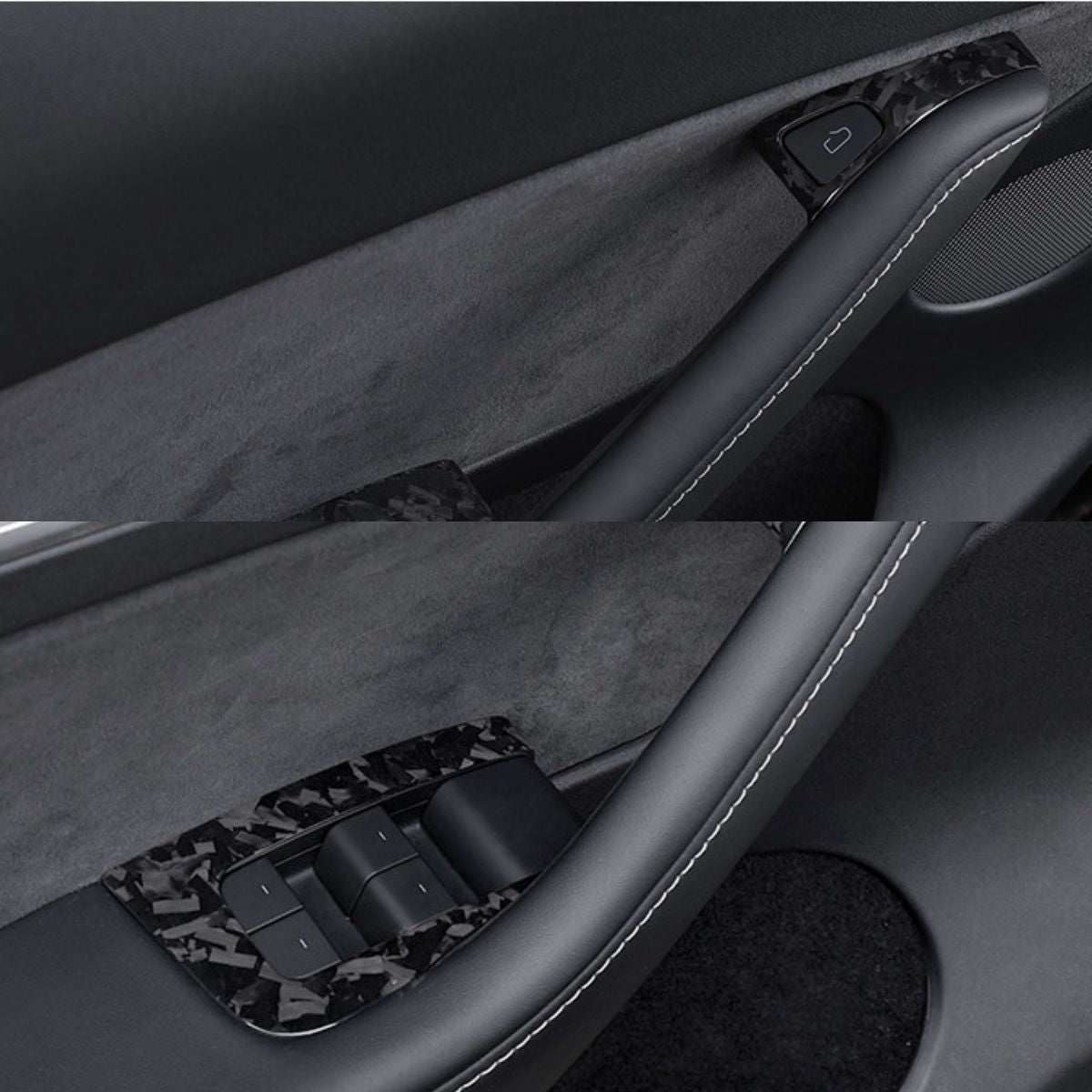 Dry Carbon Fiber Window & Door Switch Covers for Model Y / Model 3 Highland（Left Hand Drive） - Tesery Official Store