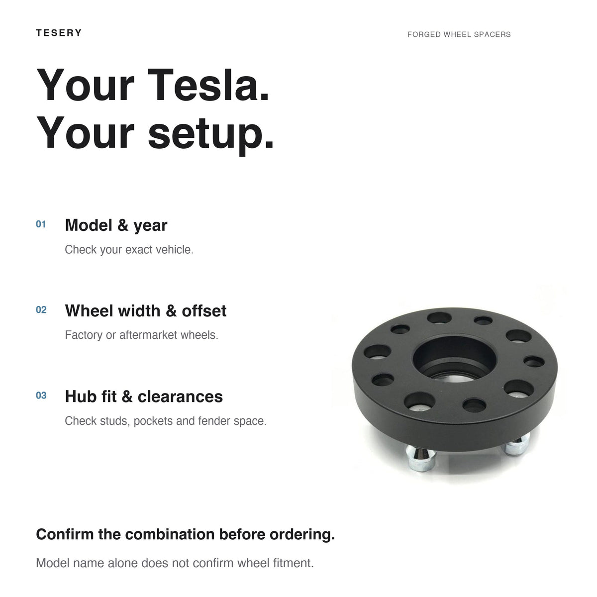 Forged Wheel Spacer for Tesla Model 3/Y/X/S (a set 4pcs) - Tesery Official Store