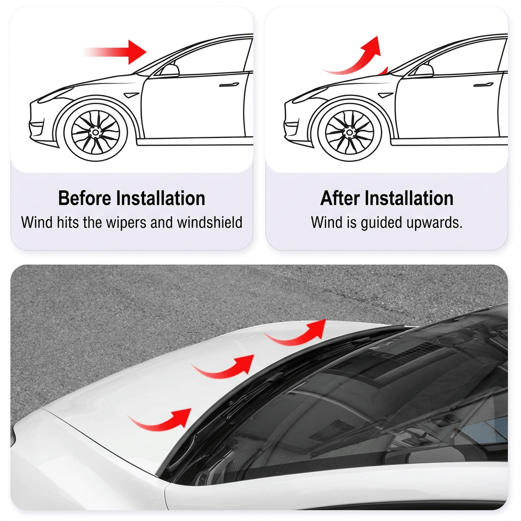 Front Hood Seal & Wind Deflector for Model 3/ Y/ S/ X - TPE Frunk Weather Stripping - Tesery Official Store