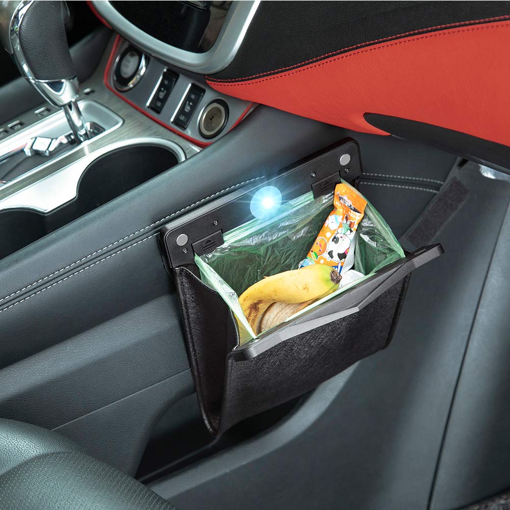 LED Car Trash Can | Waterproof, Leather Hanging Garbage Bag - Tesery Official Store