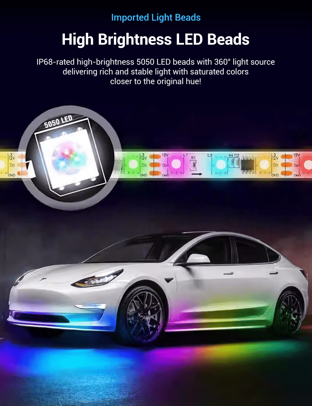 LED Chassis Ambient Lights for Tesla Model 3/Y (4PCS) - Tesery Official Store