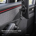 Illustration showing the magnetic head and rear adjustment joint behind a mounted phone