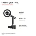 Left-hand-drive Tesla door mount diagram listing Model 3 Highland, Model Y and Model YL options