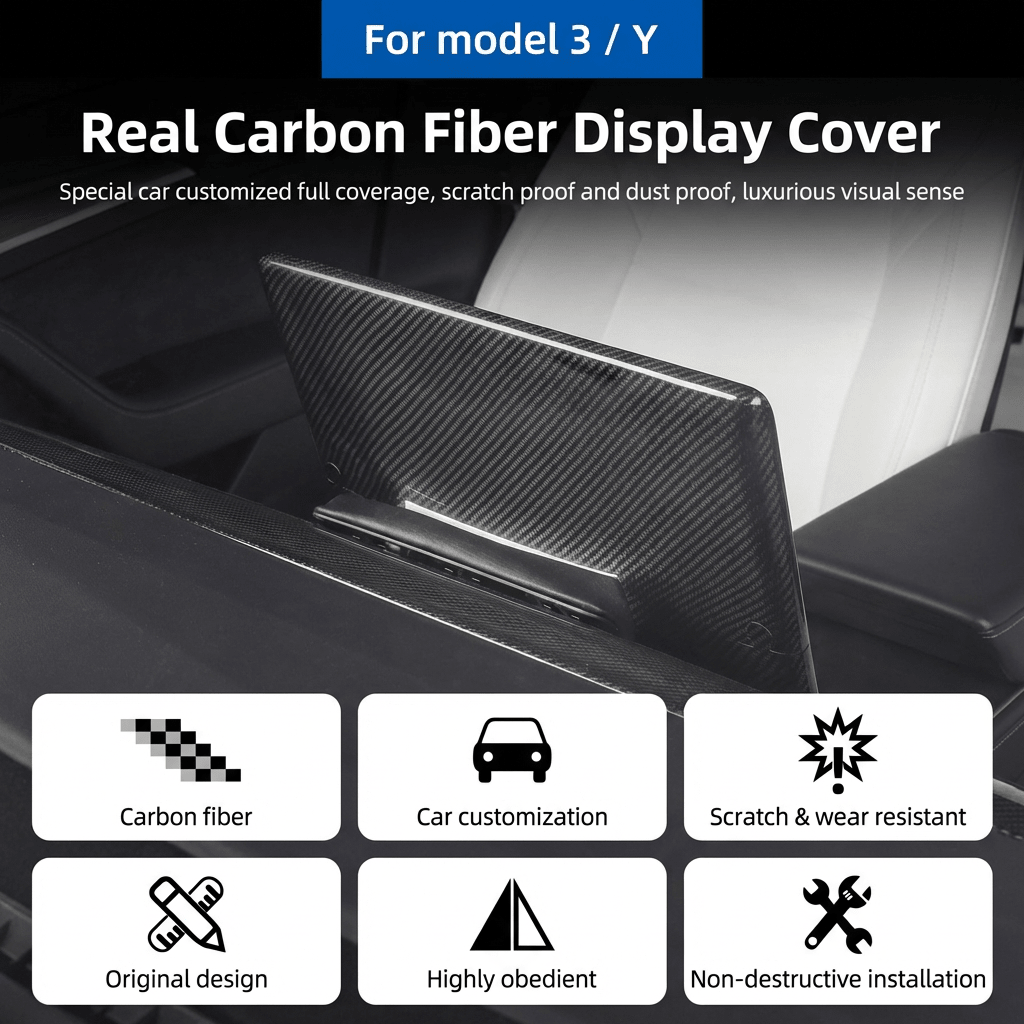 Model 3 / Y Display Cover - Dry Carbon Fiber Interior Mods - Tesery Official Store