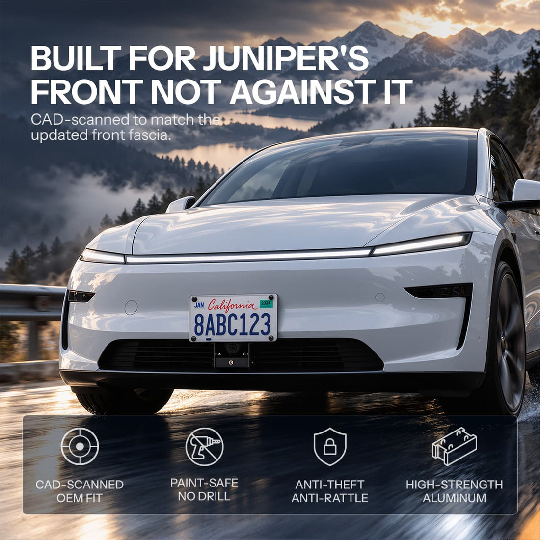 Model Y Juniper Front License Plate Holder | No-Drill, Anti-Theft Aluminum - Tesery Official Store