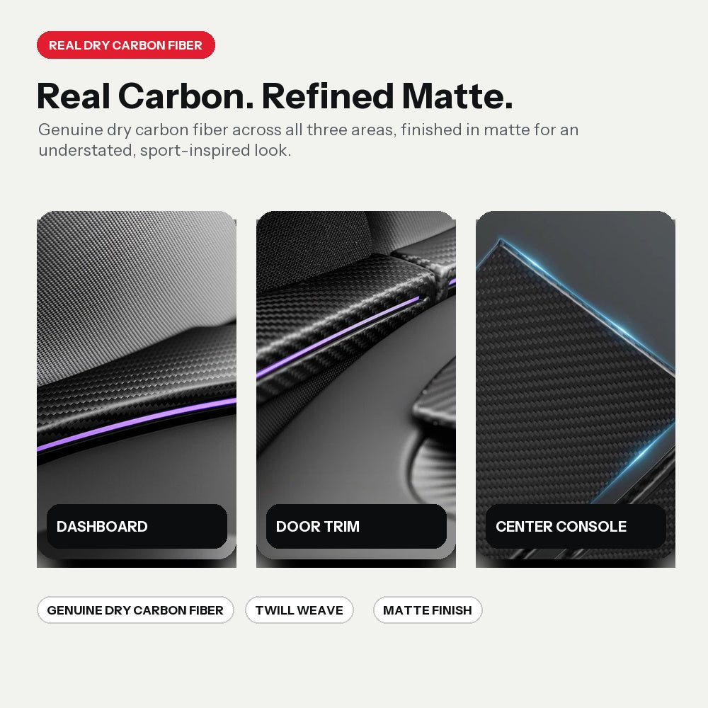 Model Y Juniper Real Dry Carbon Fiber Dashboard & Interior Trim Kit (10-Piece) - Tesery Official Store