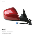 Red RH complete side mirror assembly for Tesla Model Y Juniper and Model YL, painted housing with mounting base and wiring
