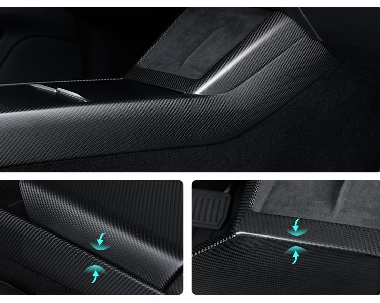 Real Dry Carbon Fiber Center Console Combo Side Panel & Charging Pad Overlay for Model 3 Highland & New Model Y - Tesery Official Store