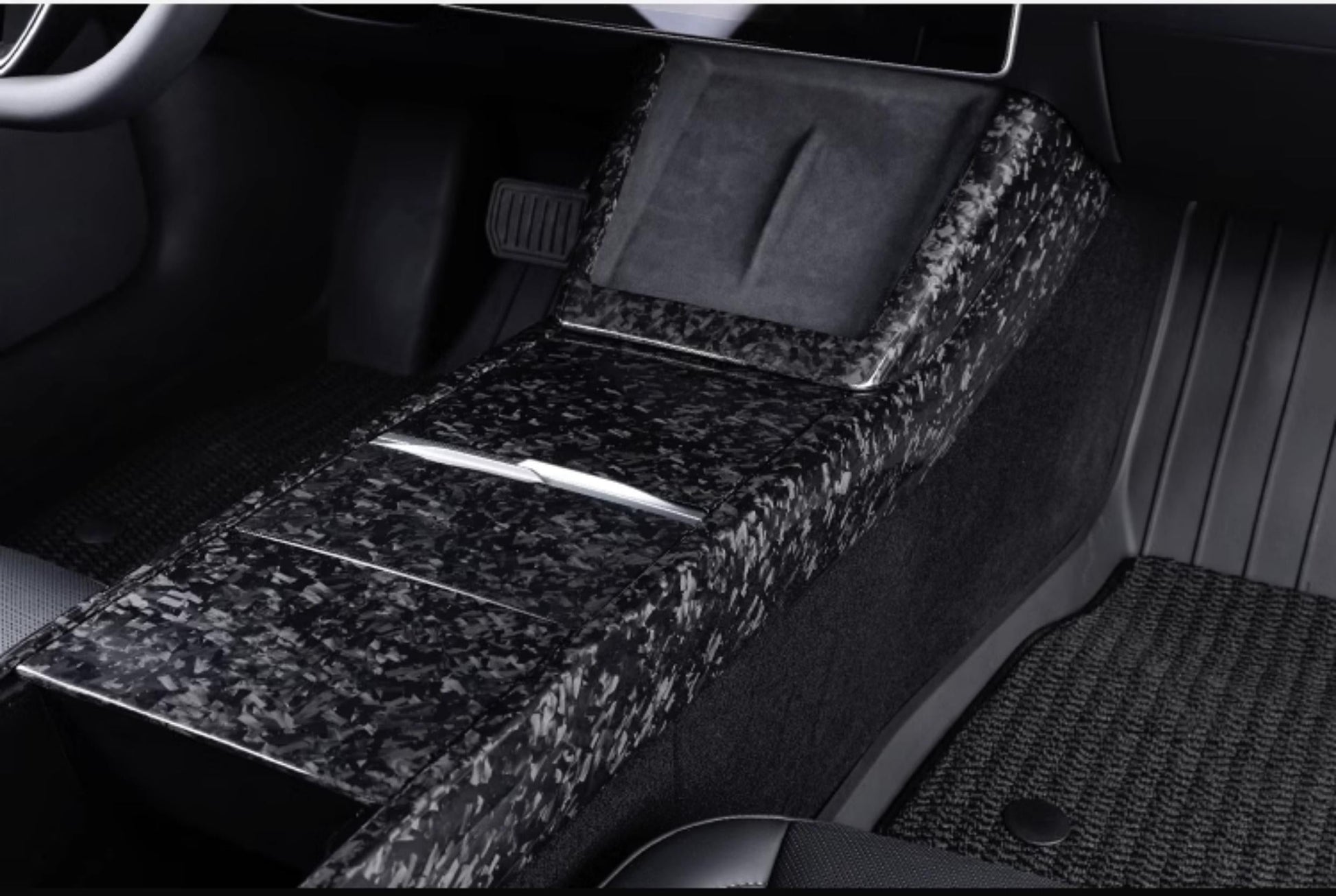 Real Dry Carbon Fiber Center Console Combo Side Panel & Charging Pad Overlay for Model 3 Highland & New Model Y - Tesery Official Store