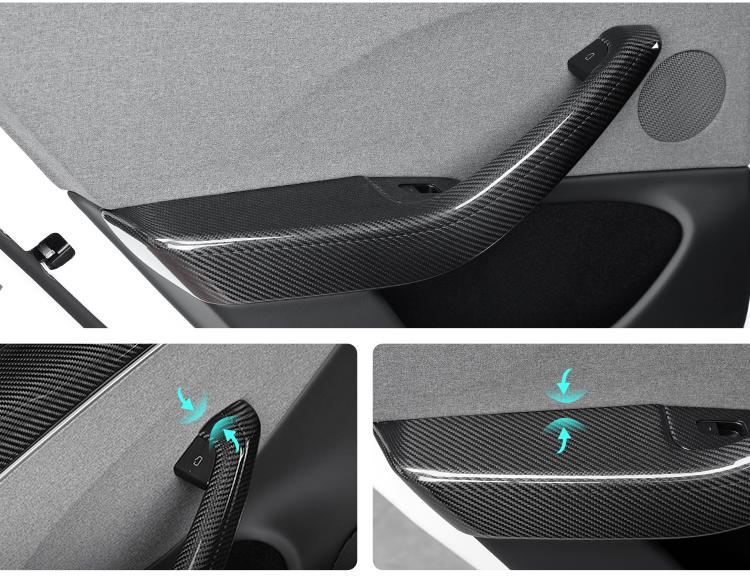 Real Dry Carbon Fiber Door Armrest Cover Overlays for Model 3 Highland - Tesery Official Store