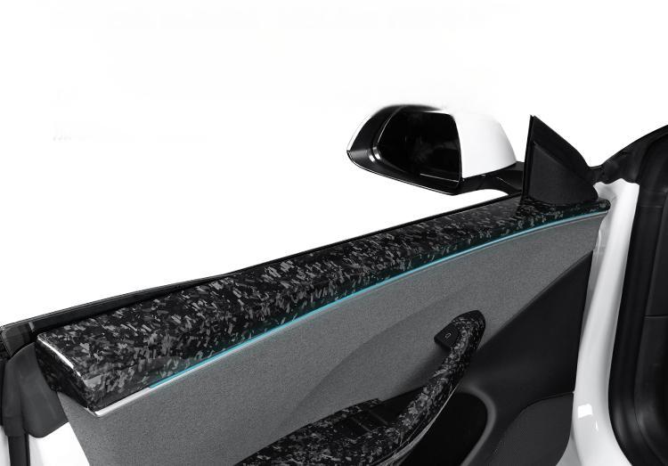 Real Dry Carbon Fiber Upper Door Trim Panel Overlay for Model 3 Highland & New Model Y - Tesery Official Store