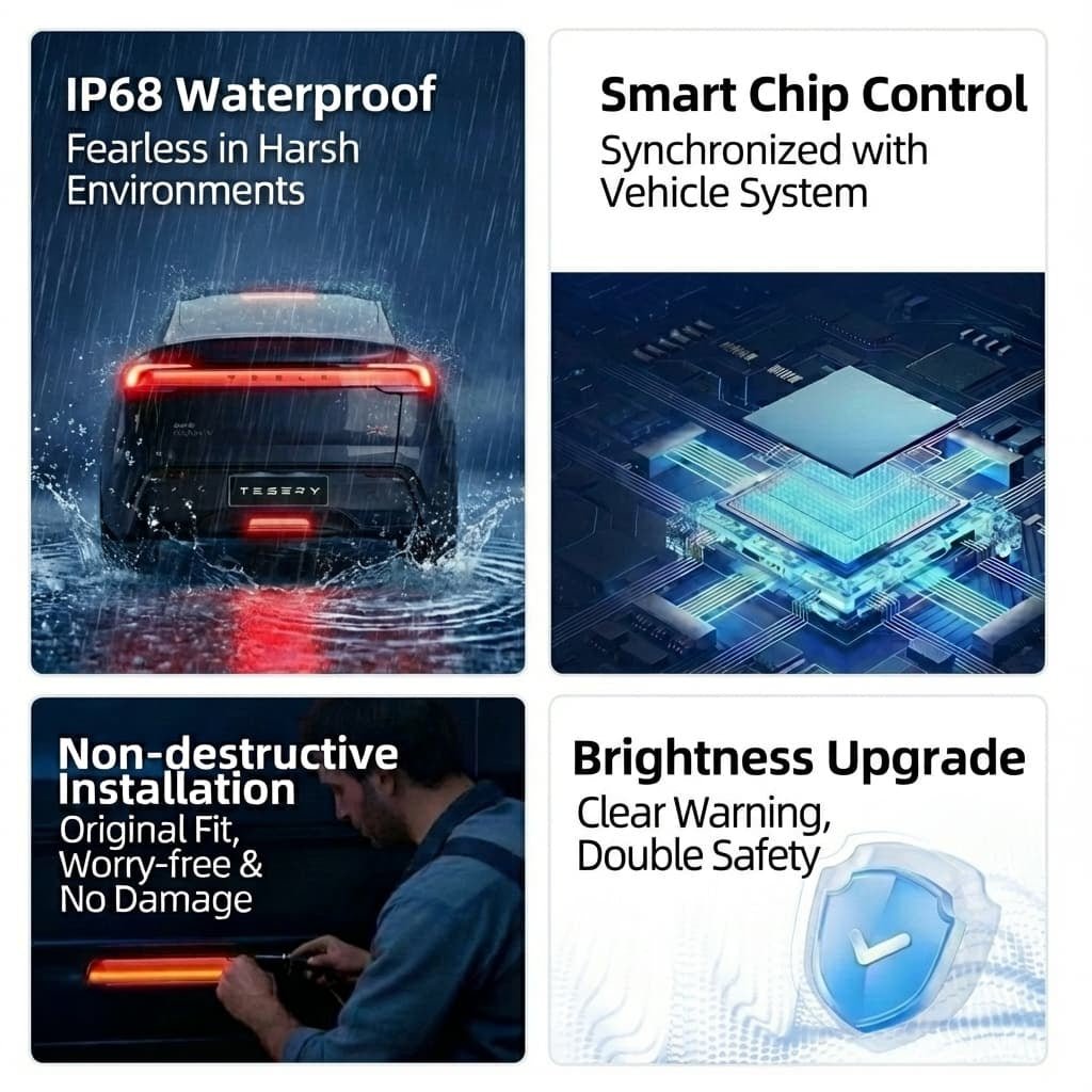 Rear Diffused Guide Light for Model Y Juniper丨High - Visibility Brake & Driving Pilot Light - Tesery Official Store