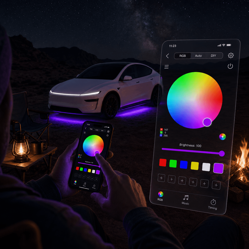 RGB Underglow LED Chassis Ambient Lighting Kit for Model Y Juniper / Model 3 Highland - Tesery Official Store