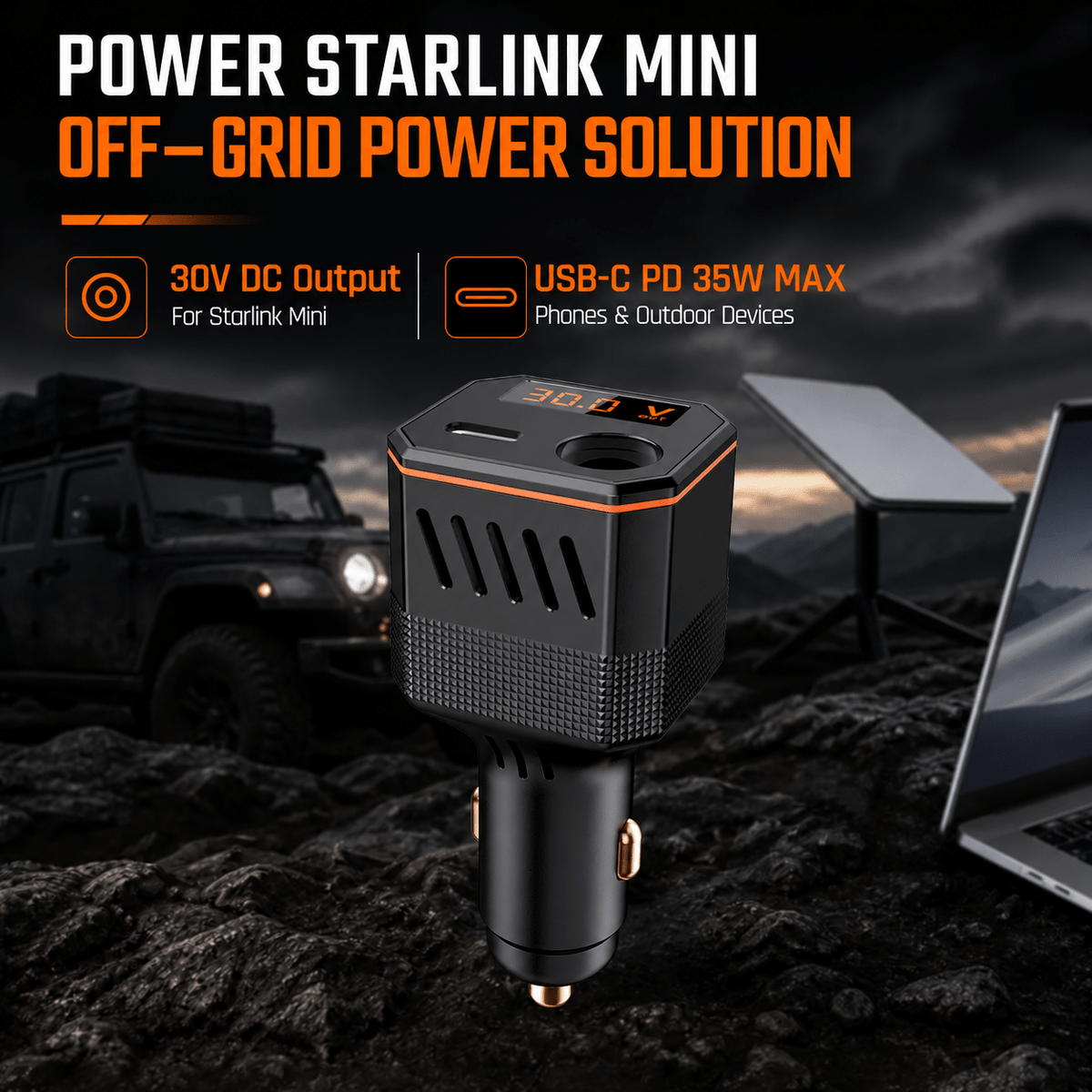  100W Car Cigarette Lighter Charger 30V DC Power for Starlink Mini - Tesery Official Store